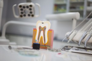 Dental instruments and tools in a dentists office